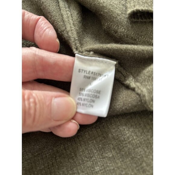 Pink Clover Stitch Fix Olive Green Penton Stretch Open Cardigan Sweater Size M - Picture 8 of 11